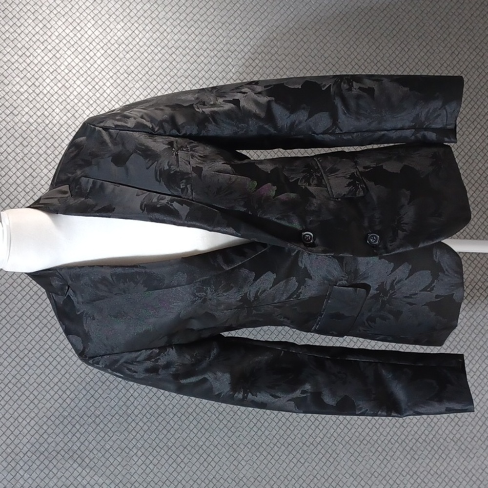 INC International Concepts Men's XS Slim Fit Black Floral Jacket